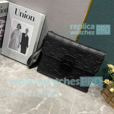 Copy L--V Black Monogram Pochette S-Lock Clutch Bag